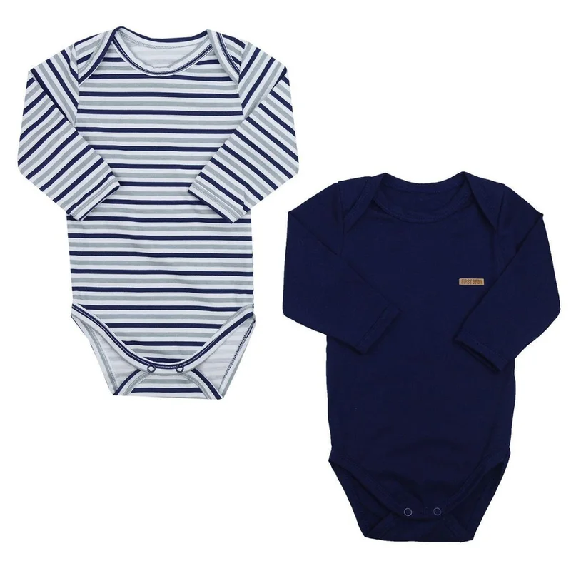 Kit 2 Bodies Manga Longa Bebê - First Baby