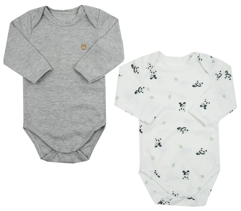 Kit 2 Bodies Manga Longa Panda - First Baby
