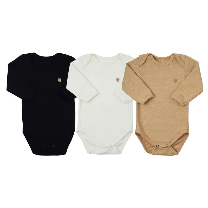 Kit 3 Bodies Infantil Manga Longa - First Baby