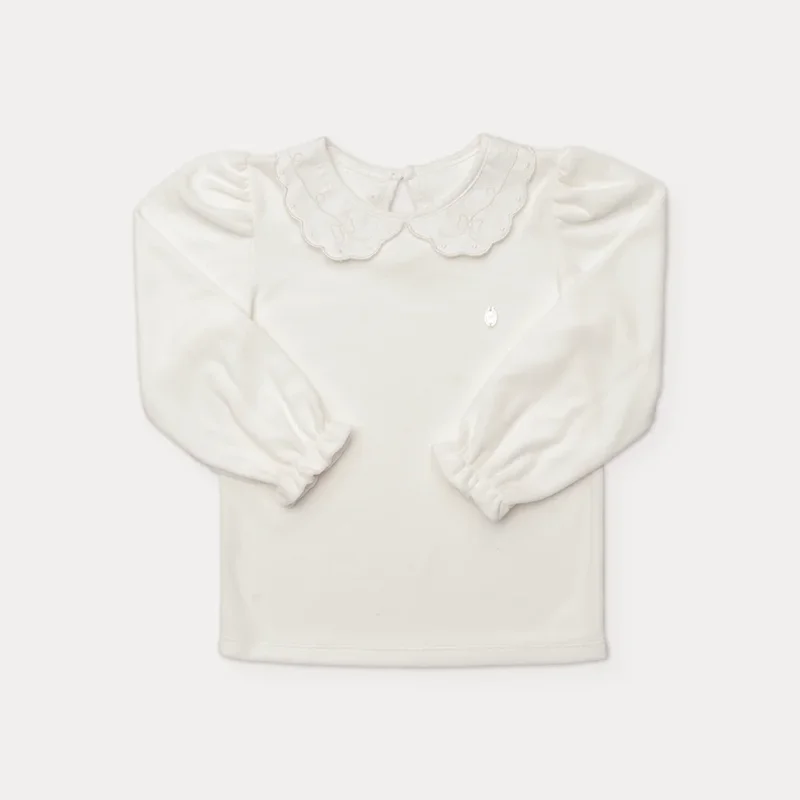 Blusa Menina Manga Longa com Gola Bordada - Grow Up