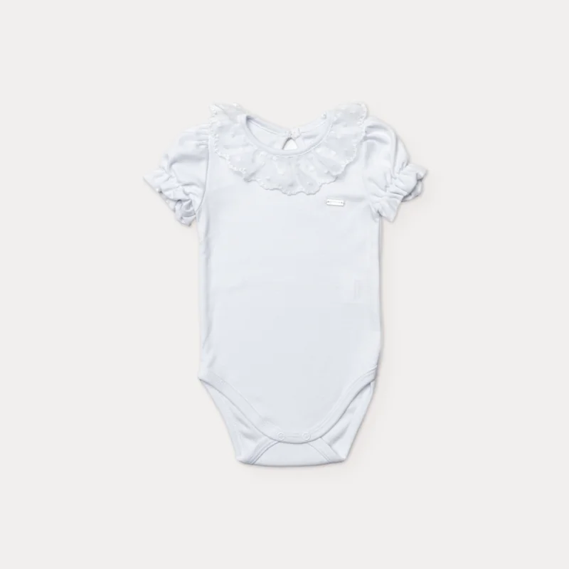 Body Bebê Manga Curta em Suedine com Renda - Grow Up