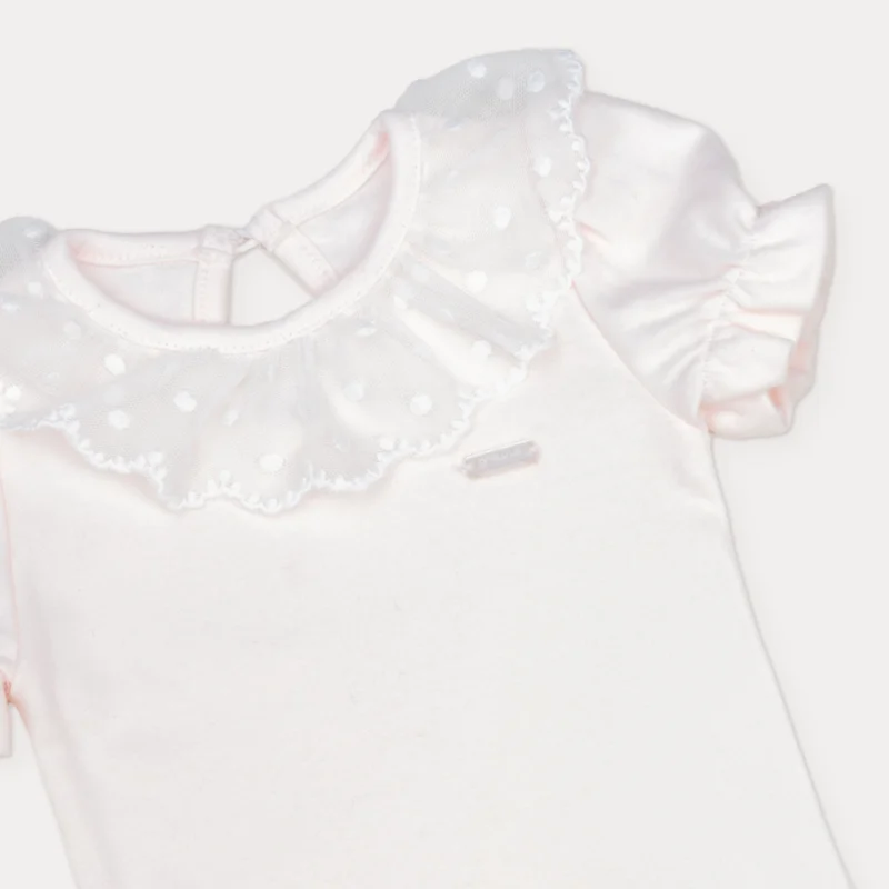 Body Bebê Manga Curta em Suedine com Renda - Grow Up