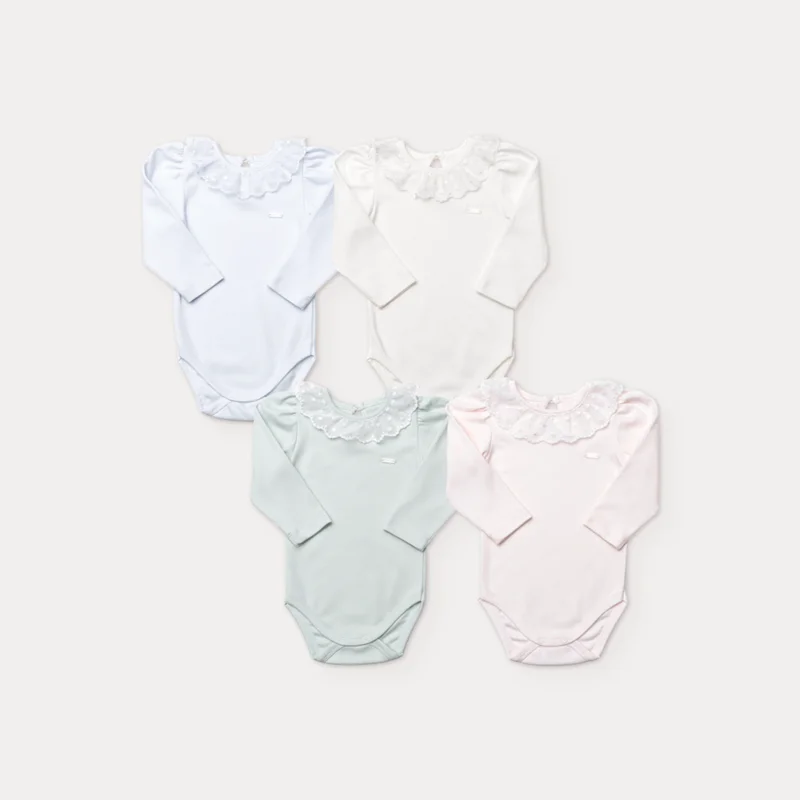 Body Bebê Manga Longa em Suedine com Renda - Grow Up