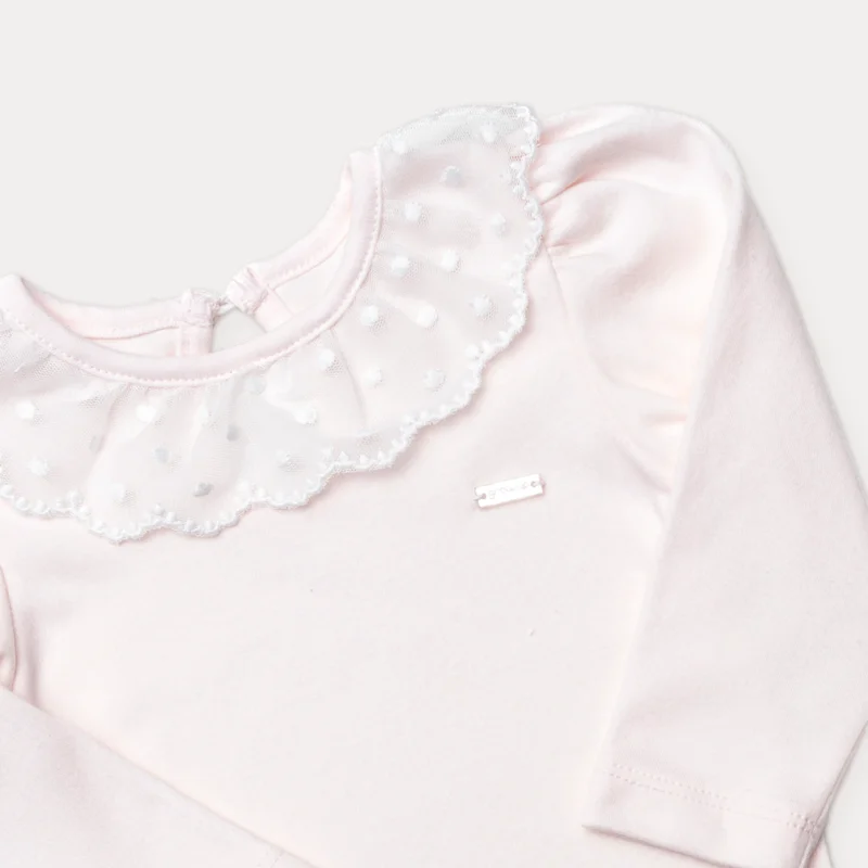 Body Bebê Manga Longa em Suedine com Renda - Grow Up