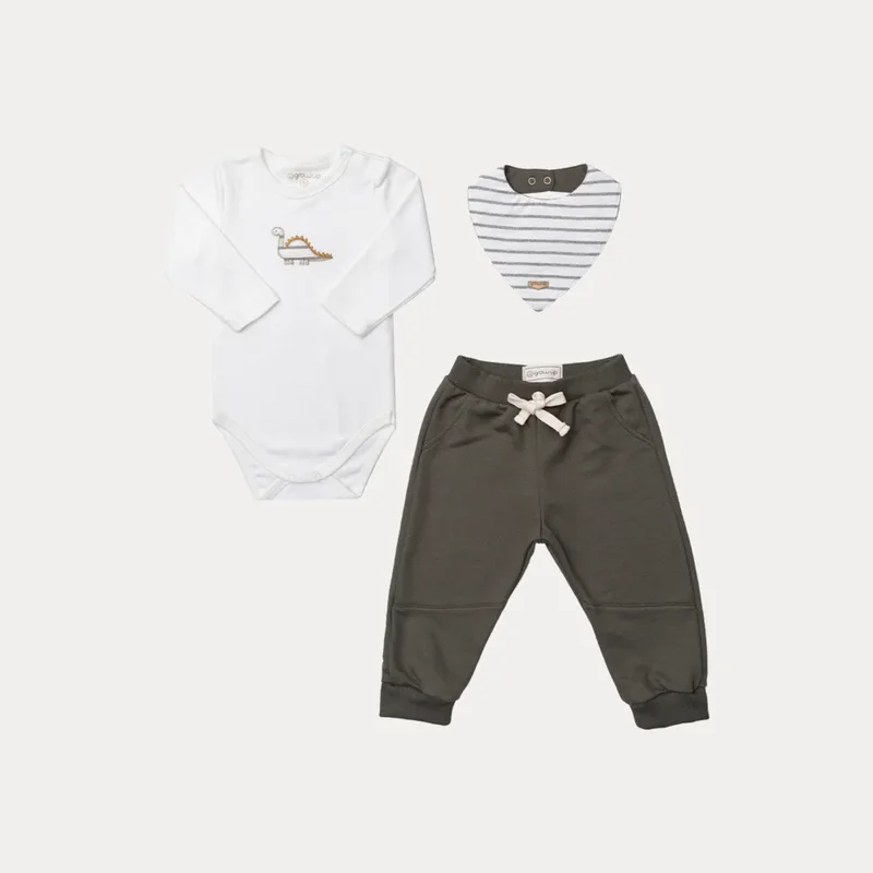 Conjunto Bebê Dino com Babeiro - Grow Up