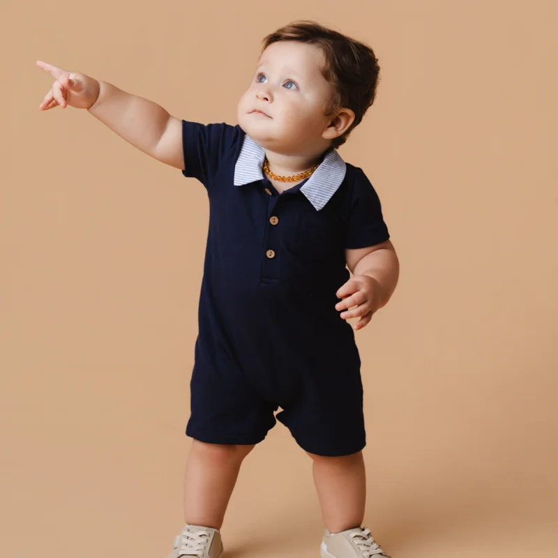Macacão Curto Bebê Menino Marine - Grow Up