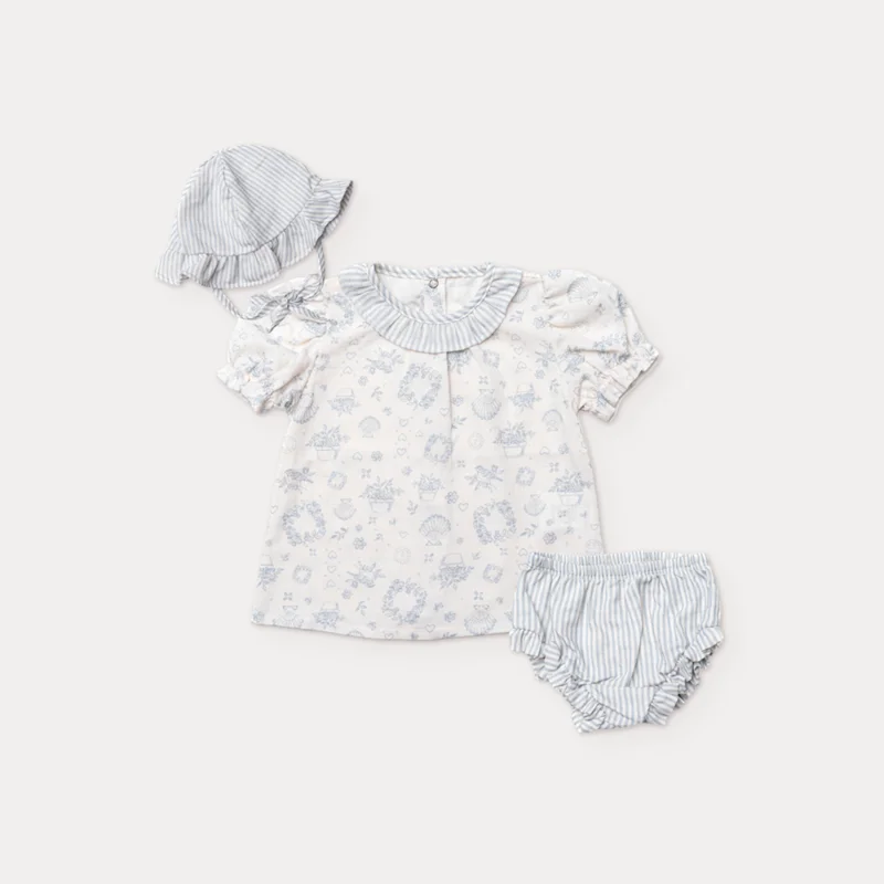 Bata Bebê Menina com Cobre Fralda Blue Breeze - Grow Up