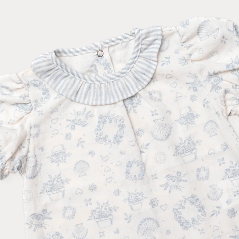 Bata Bebê Menina com Cobre Fralda Blue Breeze - Grow Up