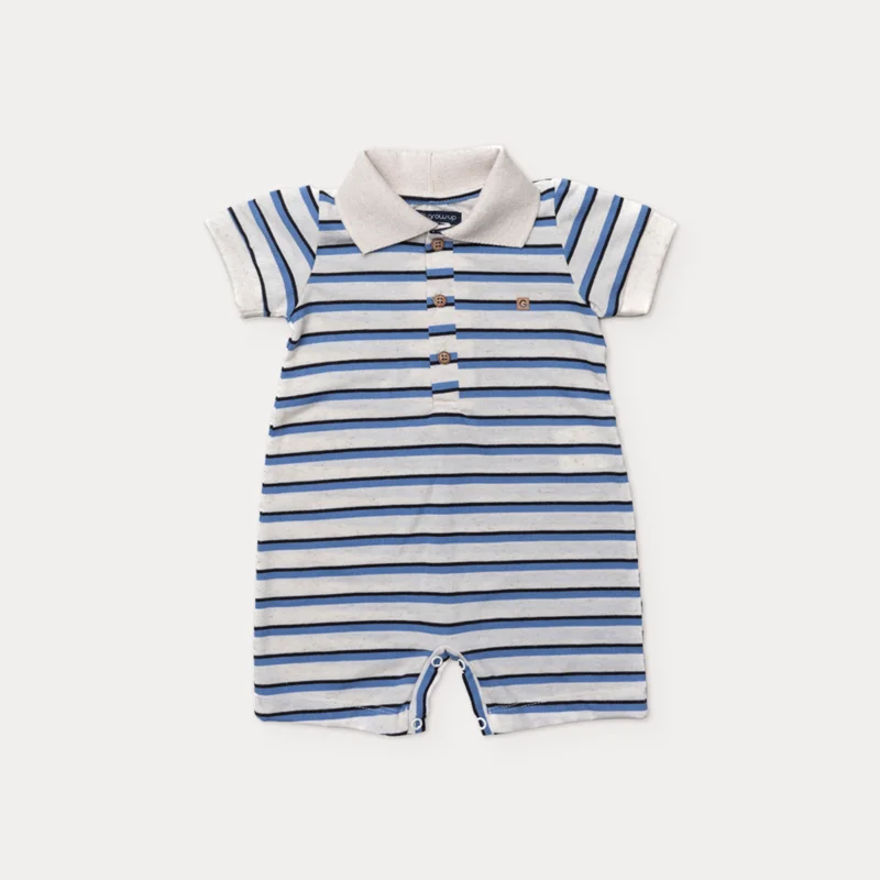 Macacão Curto Bebê Menino Stripes - Grow Up
