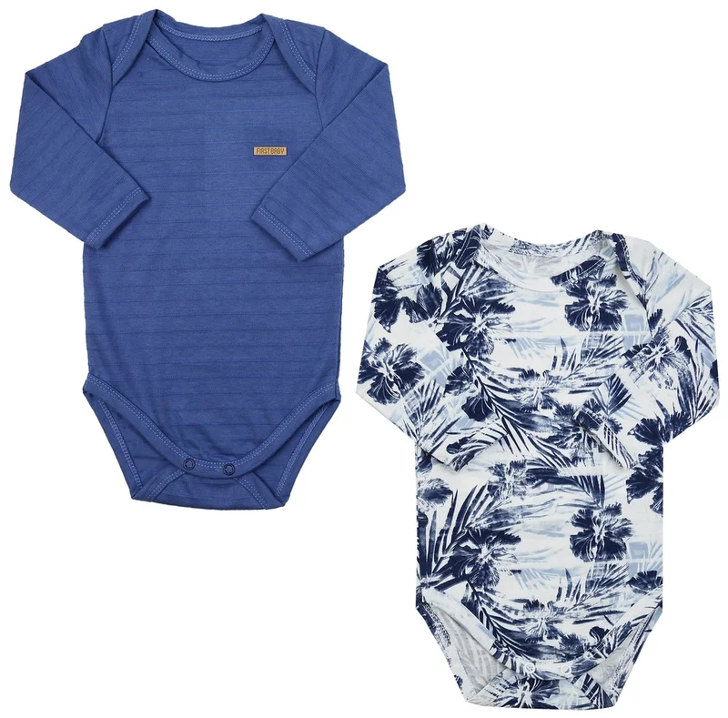Kit 2 Bodies Manga Longa para Bebê Menino - First Baby