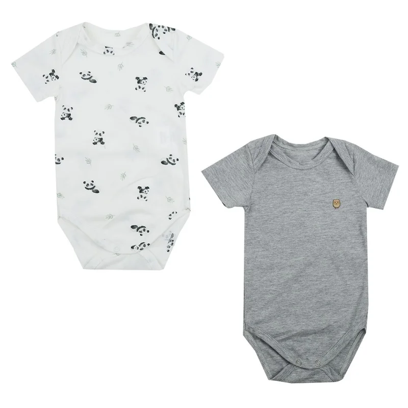 Kit 2 Bodies Manga Curta Panda - First Baby