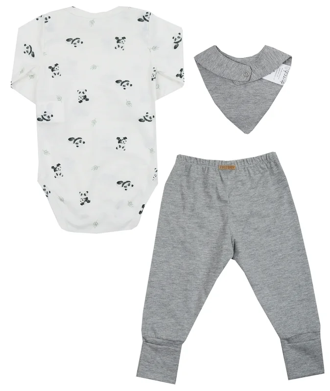 Conjunto Pagão Panda 3 Peças com Babador- First Baby