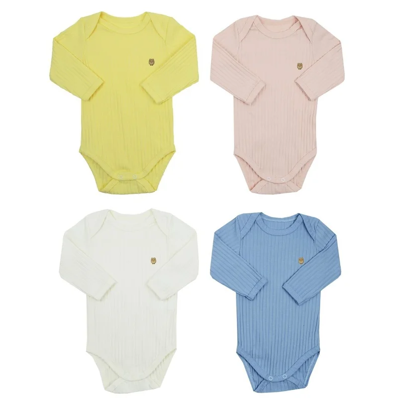 Kit 4 Bodies Básico Manga Longa- First Baby